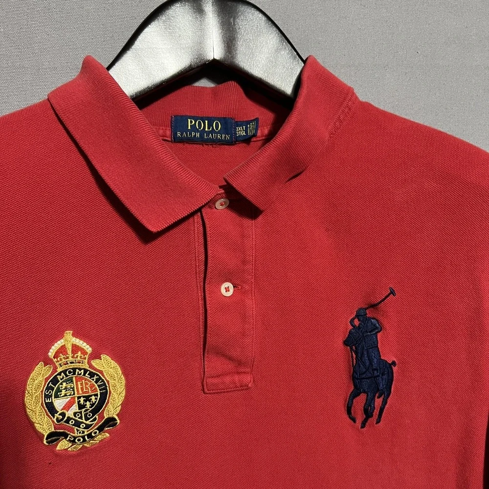 Polo Ralph Lauren Polo Shirt Mens 3XLT Red Big Pony Crest Embroidered Logo